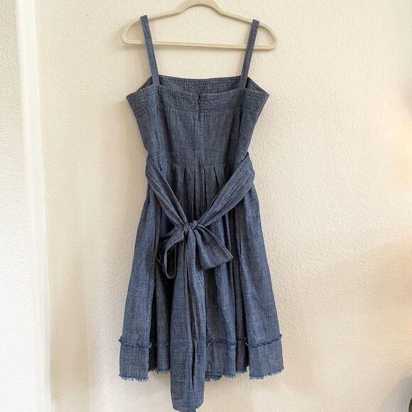 Talbots Women’s Chambray Blue Denim Tie Back Sundress 100% Cotton SZ 12 Zipper - Picture 6 of 11